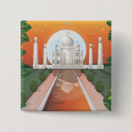 Indisch wereld icoon logo reisposter vierkante button 5,1 cm (Voorkant)