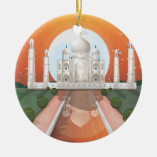 Indisch wereldicoon logo reisposter keramisch ornament