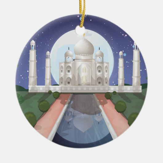 Indisch wereldicoon logo reisposter keramisch ornament (Voorkant)