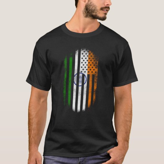 Indische Amerikaanse vlagIndia en Amerikaans de T-shirt (Voorkant)