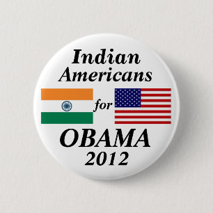 Indische Amerikanen voor Obama Ronde Button 5,7 Cm