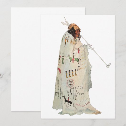 Indische arrior met Pipe-portret van Karl Bodmer (Voorkant / Achterkant)