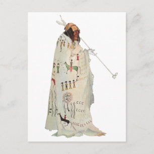 Indische arrior met Pipe-portret van Karl Bodmer Briefkaart