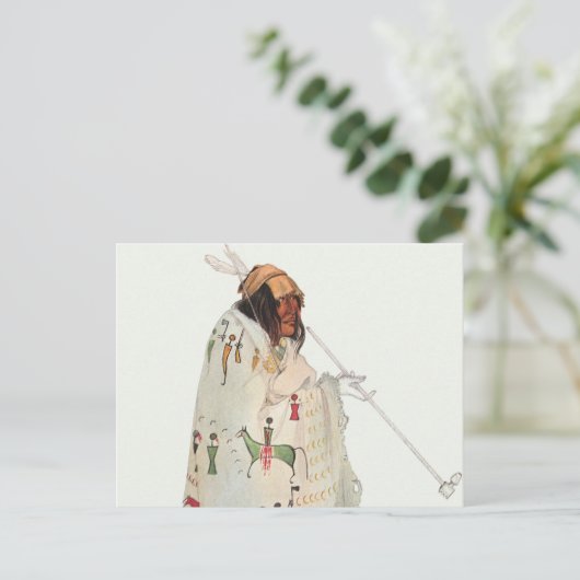 Indische arrior met Pipe-portret van Karl Bodmer Briefkaart (Staand voorkant)