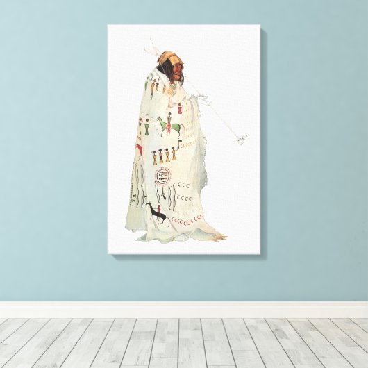 Indische arrior met Pipe-portret van Karl Bodmer Canvas Afdruk (Insitu (Houten vloer))