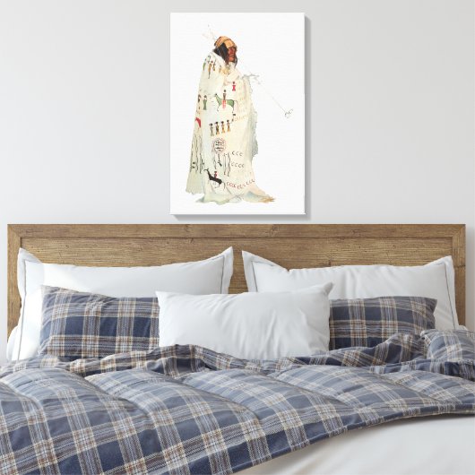 Indische arrior met Pipe-portret van Karl Bodmer Canvas Afdruk (Insitu (Slaapkamer))