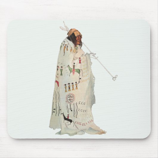 Indische arrior met Pipe-portret van Karl Bodmer Muismat (Voorkant)