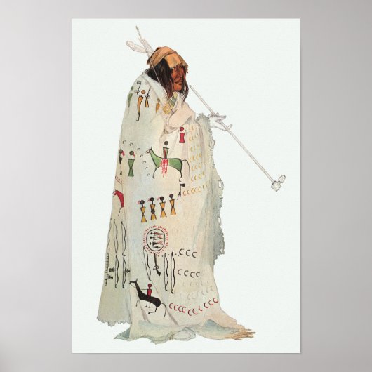 Indische arrior met Pipe-portret van Karl Bodmer Poster (Voorkant)
