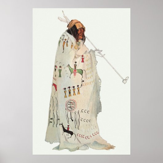 Indische arrior met Pipe-portret van Karl Bodmer Poster (Voorkant)
