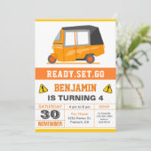 Indische Auto Rickshaw Tuk Birthday Party Kaart (Staand voorkant)
