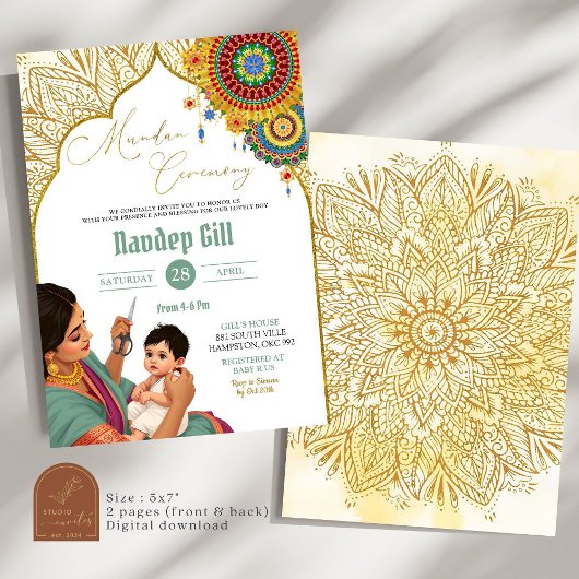 Indische Baby Boy Mundan Ceremonie Kaart