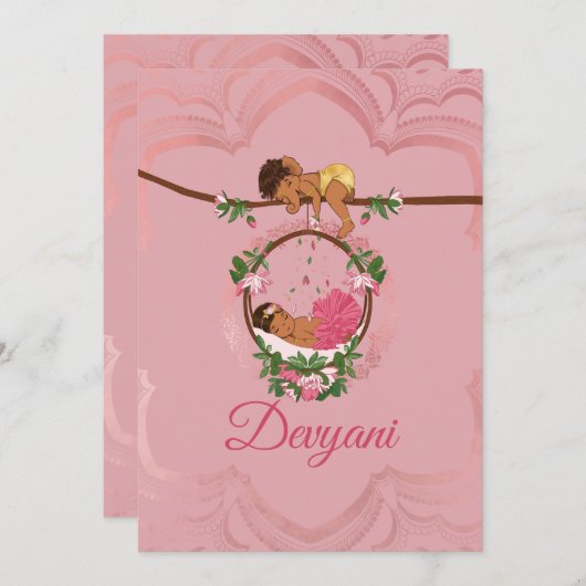 Indische baby meisje wordt gezegend door Ganesha Aankondiging (Voorkant / Achterkant)