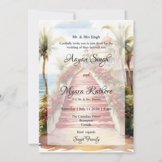 Indische Beach Save the Date uitnodiging Template (Achterkant)