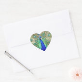 Indische blauwe pacock hart sticker (Envelop)