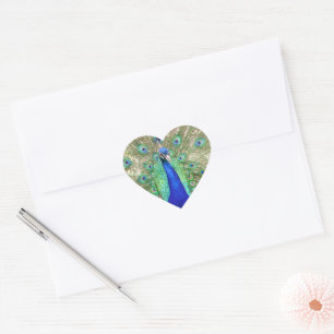 Indische Blauwe Pauw Hart Sticker