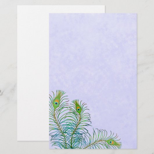 Indische blauwe pauwveren briefpapier (Voorkant / Achterkant)