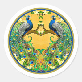 Indische Blauwe Peacocks Ronde Sticker