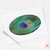 Indische blauwe voetdoek ovale sticker (Envelop)