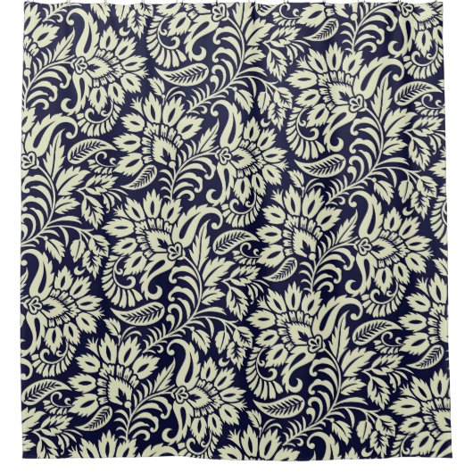 Indische Bloemen Grond Ontwerp Douchegordijn (Voorkant)