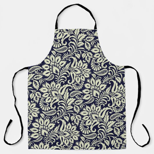 Indische Bloemen Grond Ontwerp Schort (Voorkant)
