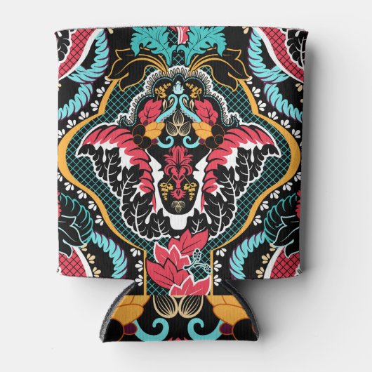 Indische Bloemen:  naadloos behang. Blikjeskoeler (Voorkant)