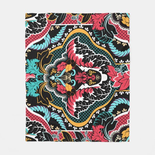 Indische Bloemen:  naadloos behang. Fleece Deken (Voorkant)