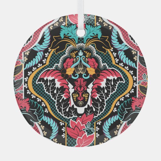 Indische Bloemen:  naadloos behang. Glas Ornament (Voorkant)