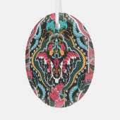 Indische Bloemen:  naadloos behang. Glas Ornament (Voorkant links)