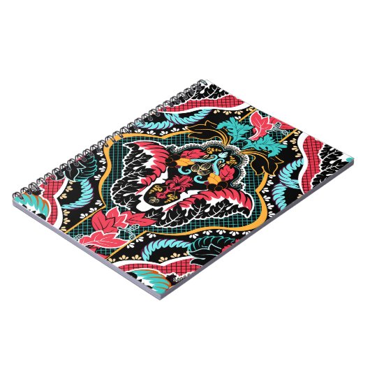 Indische Bloemen:  naadloos behang. Notitieboek (Linkerzijde)