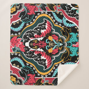 Indische Bloemen:  naadloos behang. Sherpa Deken