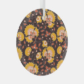 Indische bloemige gekleurde  naadloos glas ornament (Voorkant Rechts)