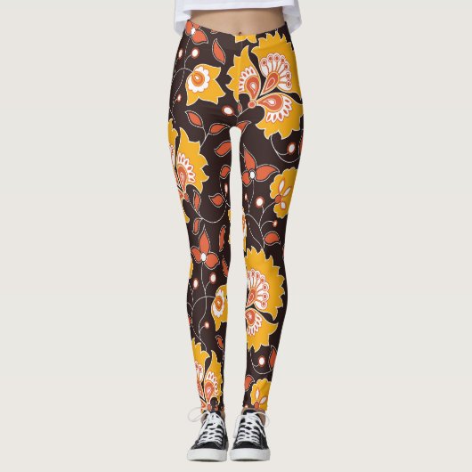 Indische bloemige gekleurde  naadloos leggings (Voorkant)