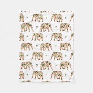 Indische bloempatroon ingewikkelde olifanten fleece deken