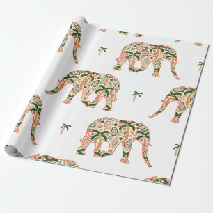Indische bloemrijke paisley sierlijke olifanten cadeaupapier