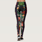  Indische Boho Floral Black Leggings (Achterkant)