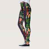  Indische Boho Floral Black Leggings (Links)