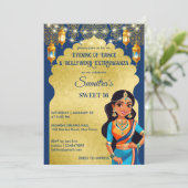 Indische Bollywood-meisjes verjaardagsfeest templa Kaart (Staand voorkant)