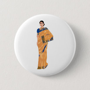 Indische Bride Clipart Ronde Button 5,7 Cm