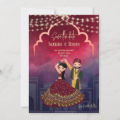 Indische bruiloft bespaart schattige bruidskoppels kaart (Voorkant)