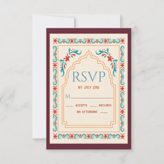 Indische bruiloft-bridal RSVP Kaartje (Voorkant)