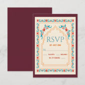 Indische bruiloft-bridal RSVP Kaartje (Voorkant / Achterkant)
