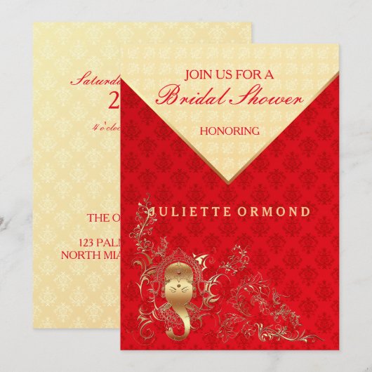 Indische bruiloft - Bridal Shower Uitnodiging (Voorkant / Achterkant)