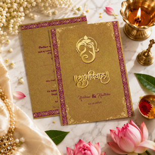Indische bruiloft Ganesha luxe hindoeïstische uitn Kaart
