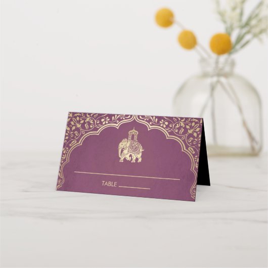 Indische bruiloft-kaart Faux Gold Foil Plaatskaartje (Voorkant)