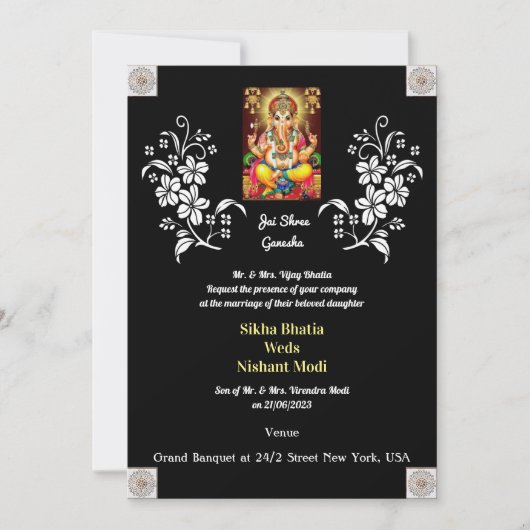 Indische bruiloft met uitnodiging van Ganesha (Voorkant)