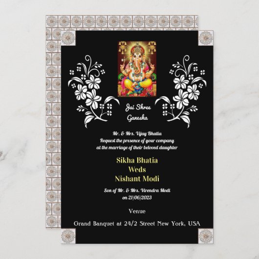 Indische bruiloft met uitnodiging van Ganesha (Voorkant / Achterkant)