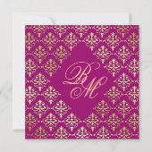 Indische bruiloft Noite Damask Gold herfst Wine 2 Kaart (Achterkant)