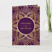 Indische bruiloft Paarse en gouden etnisch Mandala (Voorkant)