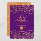 Indische bruiloft Paarse koraalgouden lichten Kaart (Voorkant / Achterkant)