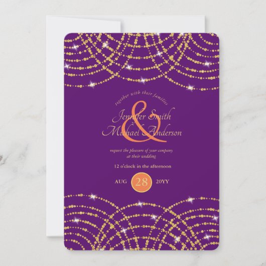 Indische bruiloft Paarse koraalgouden lichten Kaart (Voorkant)